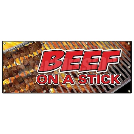 BEEF ON A STICK BANNER SIGN Food Steak Beef Grill Bbq Meat Restaurant